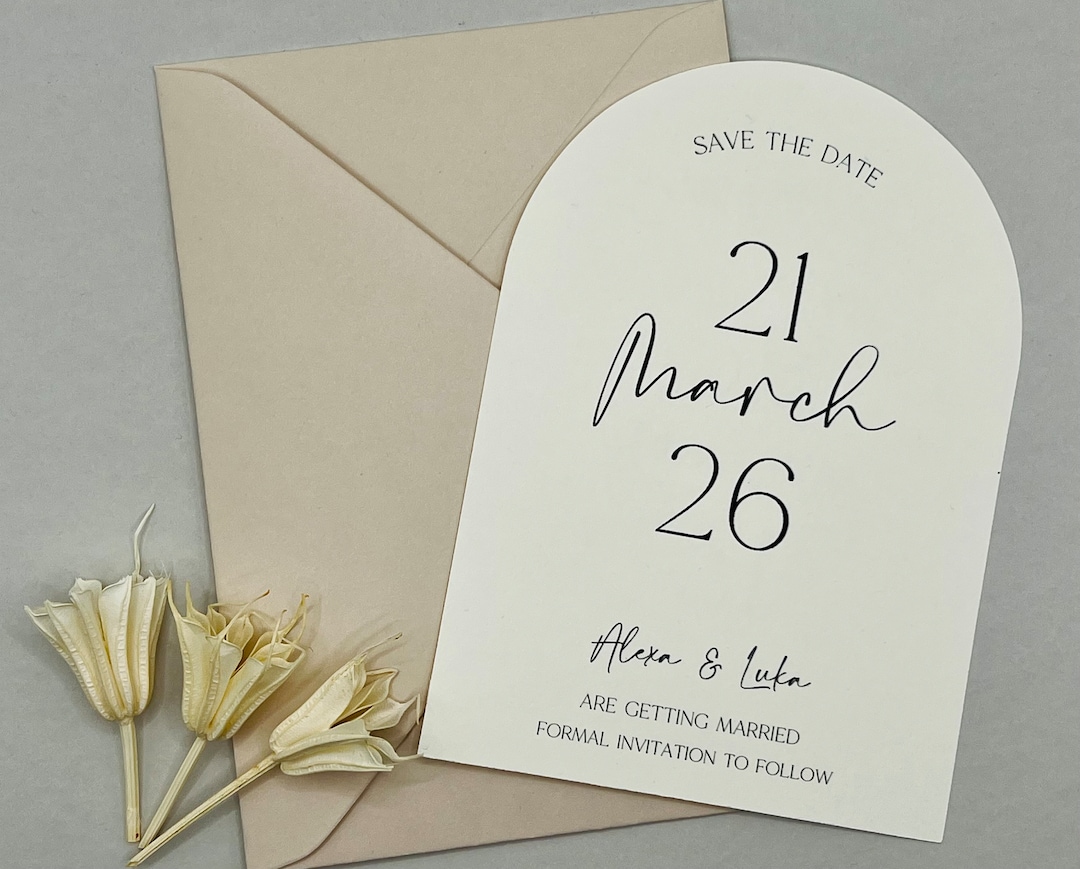 Arched Save the Date Cards, Vellum Save the Date, Minimalist Save the