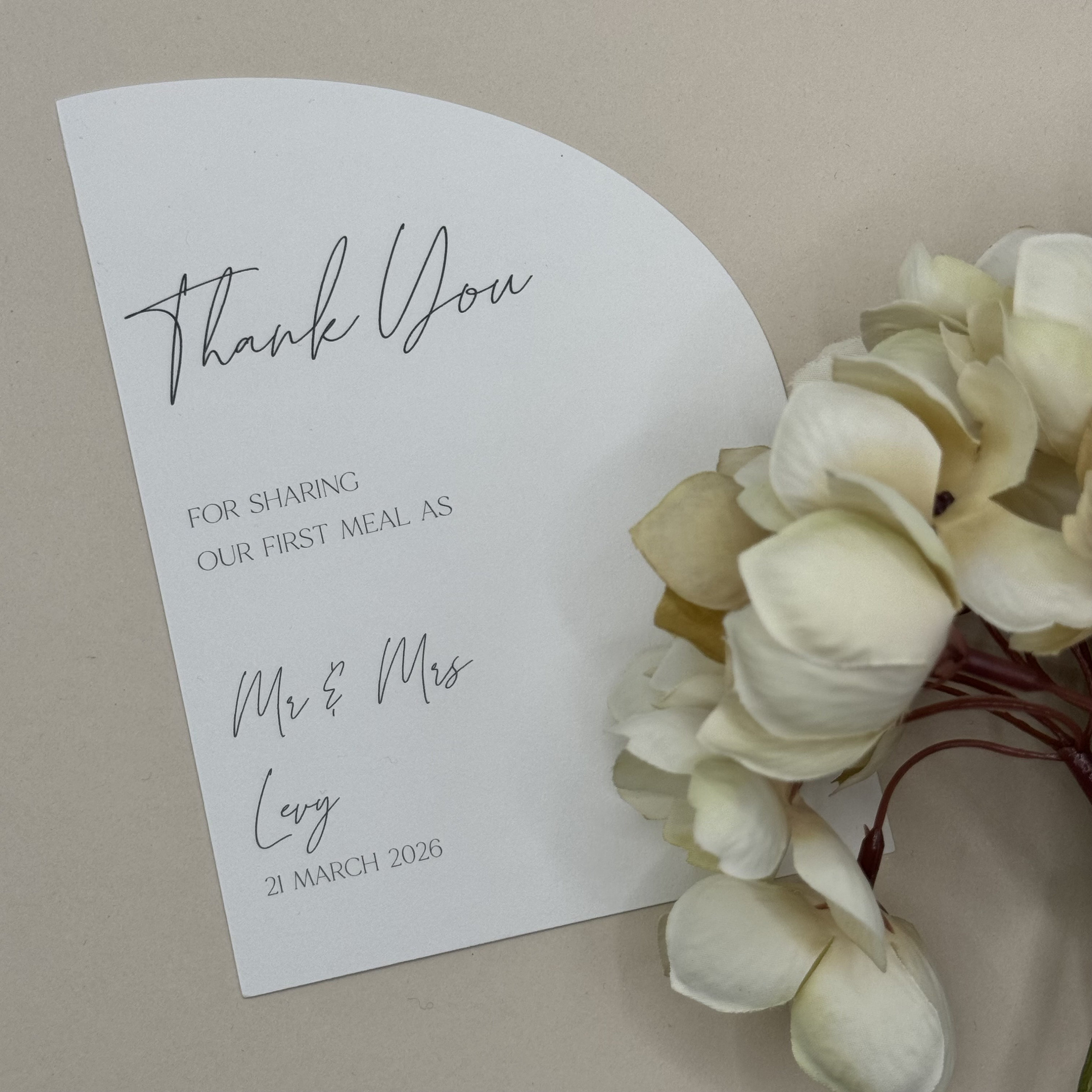 Minimalist Arched Wedding Thank You Card: Ivory Table Decor - Etsy