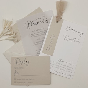 Evening Reception Invitation Set, Ribbon Wedding Invite, Evening invitation, Wedding Reception Invite, Arched Wedding Invite, QR Code