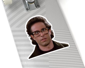 Jerry Seinfeld "The Gum" Glasses Sticker | Lloyd Braun Funny Kiss-Cut Vinyl Sticker | 90s Sitcom Retro Decal | Water Bottle Laptop Sticker