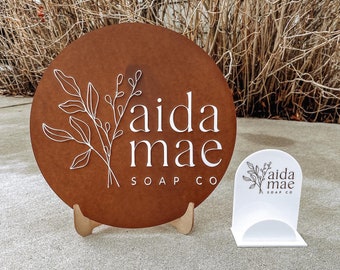 Mini Business Logo Sign Bundle, Acrylic & Wood, vendor and market signage,