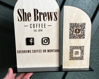 Wooden Arch Scannable Business Sign