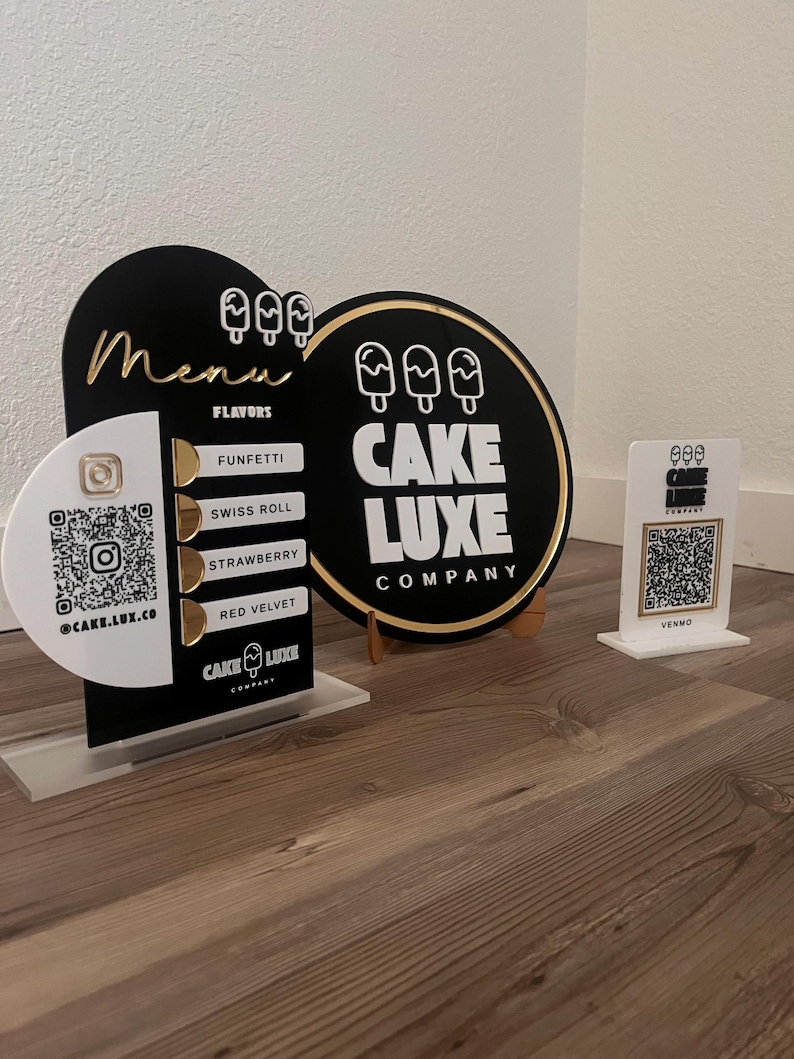 Custom Logo Business Sign Bundle, Vendor Display, Social Media QR Code image 10