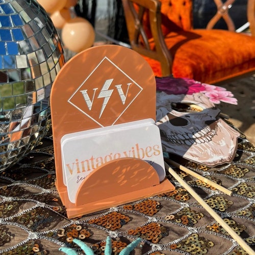 Business Card Display Business Card Holder for Desk Logo Etsy