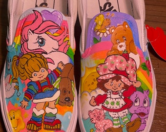 Hand Painted 80's Cartoon Vans W7 NWT