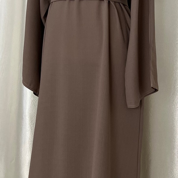 Summer Linen Abaya Dress With Scarf & Belt  | Side Pockets