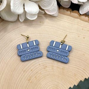 Stacked Books Polymer Clay Earrings with Gold Accents - Literary Chic Statement Jewelry - Hypoallergenic Stainless Steel Dangle Earrings