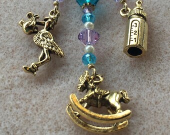 Pacifier Your Choice! Baby Feet Stork Baby Carriage Clip On Charms Zipper Pulls Baby Theme