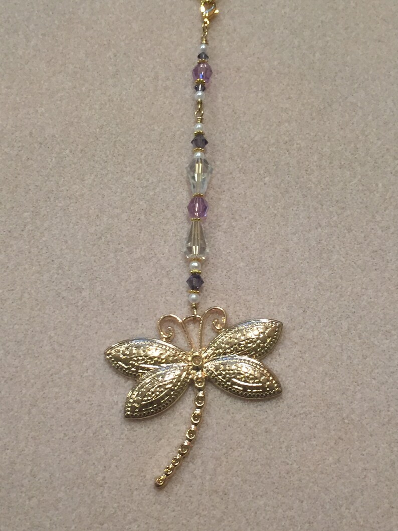 DRAGONFLY CAR CHARM Golden Dragonfly Rearview Mirror Charm Etsy
