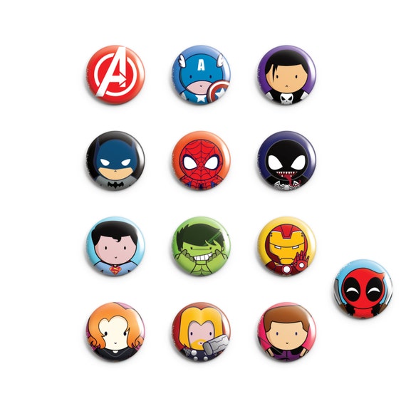 Marvel & DC Pins 19 Designs Captain America Hulk Thor Iron Etsy