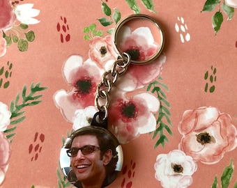 Jurassic Park Inspired Ian Malcolm Keychain! / Dinosaur / Jeff Goldblum / Movie / Clip On