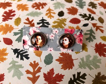 Twin Peaks Inspired Dale Cooper & Audrey Horne Earrings! Stud Earrings / David Lynch / Clip On