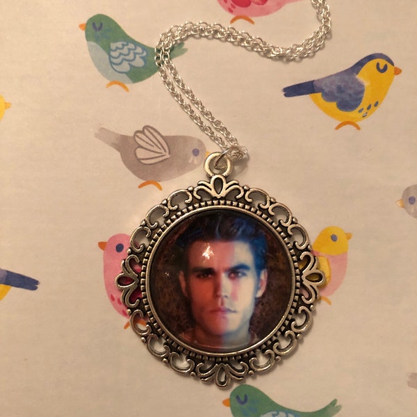Vampire Diaries Inspired Stefan Salvatore Pendant Necklace! Vampires / Silver Necklace / Handmade Jewelry / Fandom / Mystic Falls / Fantasy