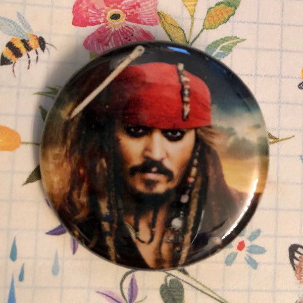 Jack Sparrow Inspired 1.25 Inch Button! Captain Jack / Johnny Depp / Pirates of the Caribbean / Disney / Handmade Button / Cute Accessories