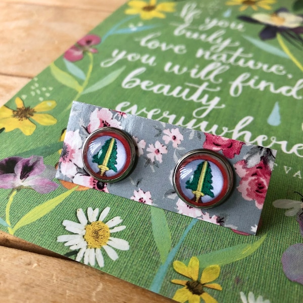 Pendientes inspirados en Twin Peaks y Bookhouse Boys. David Lynch / Pendientes de botón / Plata / Joyería hecha a mano