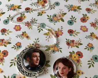 Captain America Inspired Steve Rogers & Peggy Carter Rotating Necklace! Pendant / Marvel / Chris Evans / Steggy