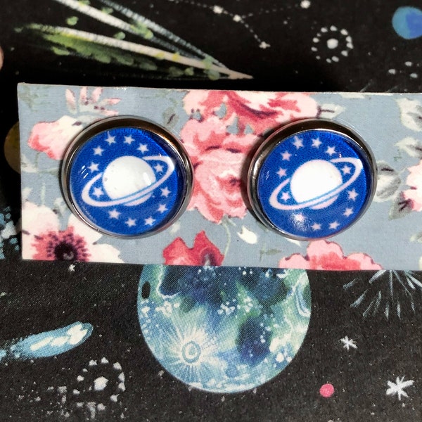 Galaxy Quest Inspired Insignia Earrings! Stud Earrings / Silver Earrings / Sci-Fi / Comedy / Handmade Jewelry / Earrings For Her / Clip On