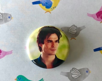 The Vampire Diaries Inspired Damon Salvatore 1.25 Inch Button! Pinback Button / Handmade / Vampires / Mystic Falls