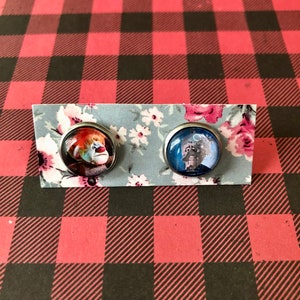 Heat Miser and Snow Miser Inspired Earrings! Silver Earrings / Stud Earrings / Vintage / Christmas / Xmas / Handmade Jewelry / Clip On