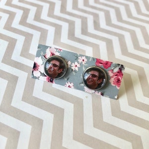 Jurassic Park Inspired Ian Malcolm Earrings! Stud Earrings / Silver Earrings / Dinosaurs / Jeff Goldblum / Unique Jewelry / Clip On Earrings