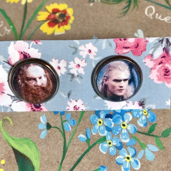 Lord of the Rings Inspired Legolas & Gimli Earrings! Stud Earrings / LOTR / Fantasy Jewelry / Silver Earrings / Jewelry For Her / Clip On