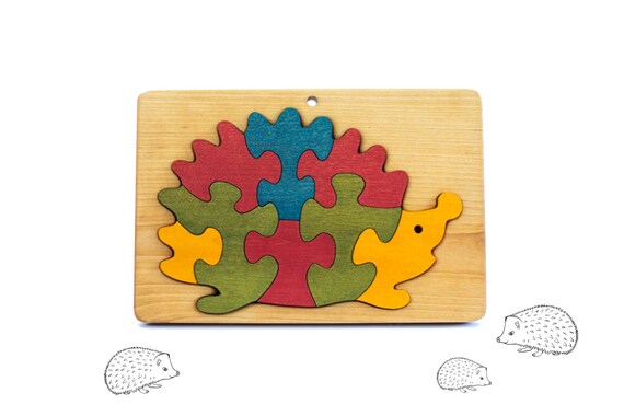 Wooden Puzzle Hedgehog - Jigsaw Puzzle - Gift for Toddler - Kids - Montessori Toy - Wooden Animal Puzzle Toy