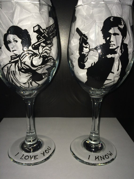 Star Wars Han and Leia Wine Glasses 