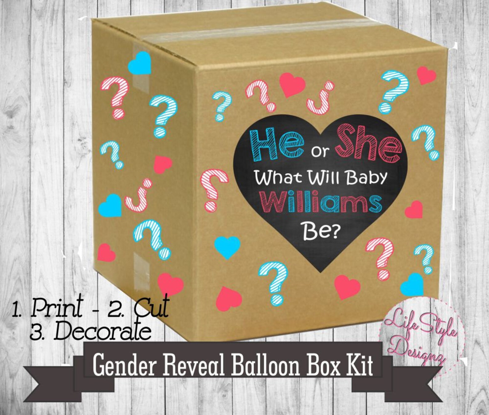 Gender Reveal Balloon Box Kit Gender Reveal Party Balloon Etsy