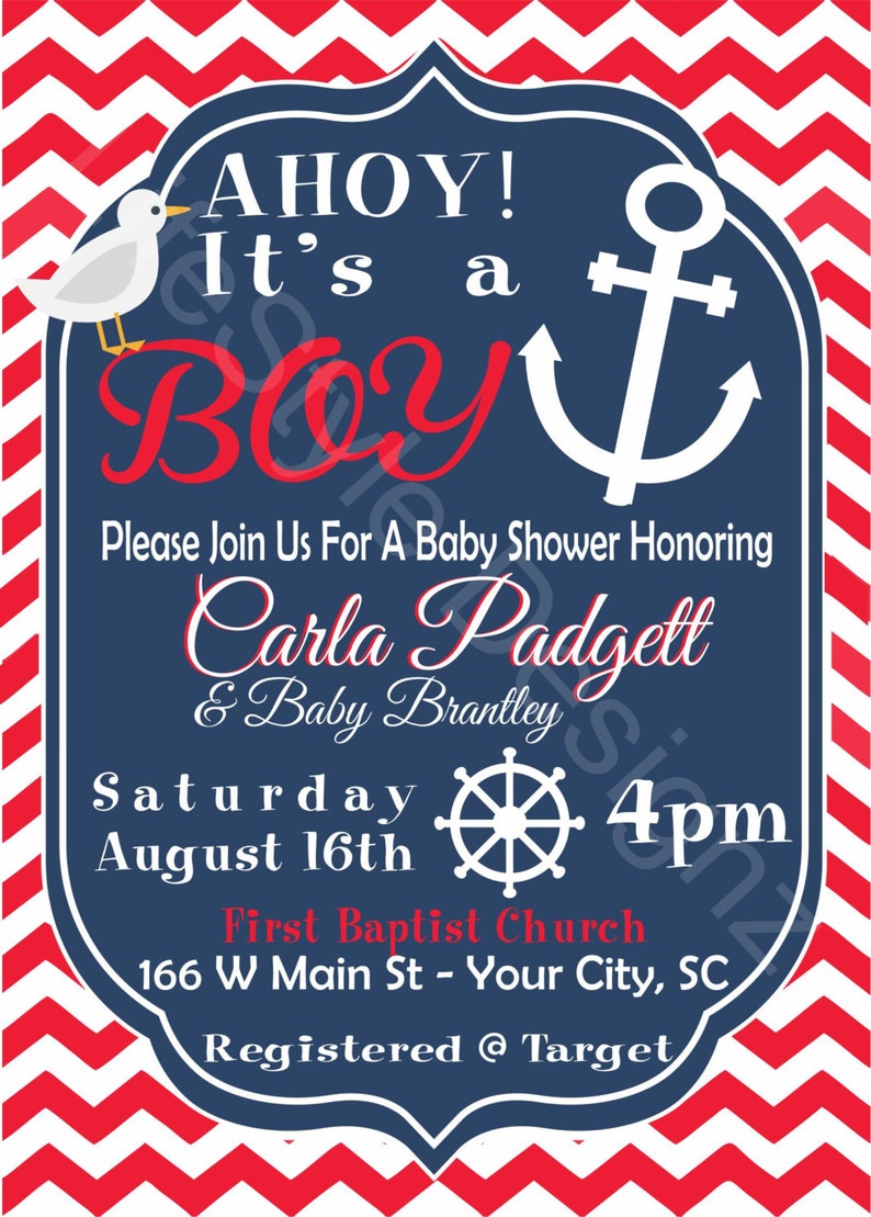 Ahoy Its A Boy Baby Shower Invitation Boy Baby Shower Etsy