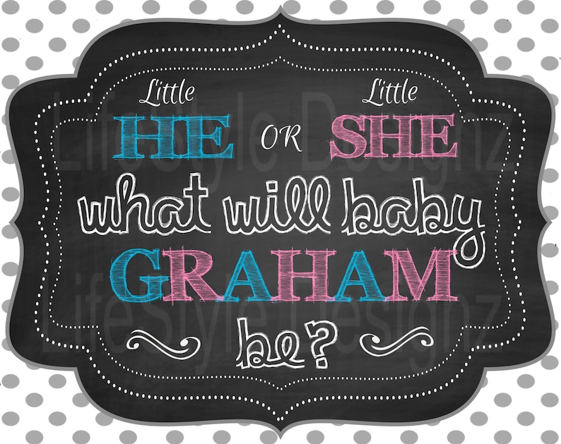 Little He Or Little She Gender Reveal Printable Baby Reveal Balloon Box Sign-What will Baby Be Gender Reveal Party Decor-Baby Shower