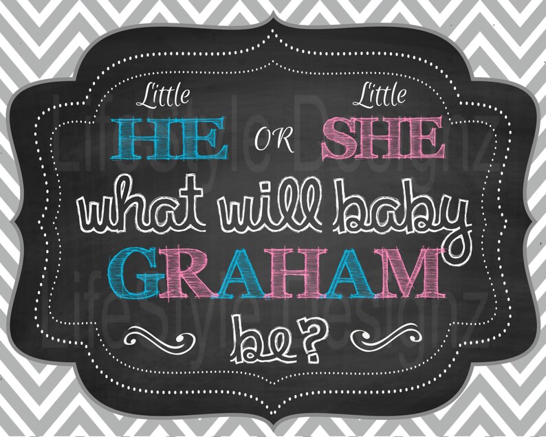 Little He Or Little She Gender Reveal Printable Baby Reveal Balloon Box Sign-What will Baby Be Gender Reveal Party Decor-Baby Shower