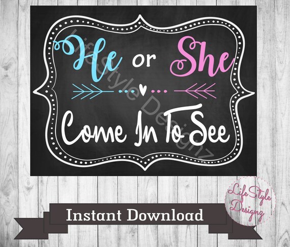 Gender Reveal Party Reveal Welcome Sign He Or She Baby Shower Gender Reveal Party Reveal Welcome Sign He Or She Baby Shower