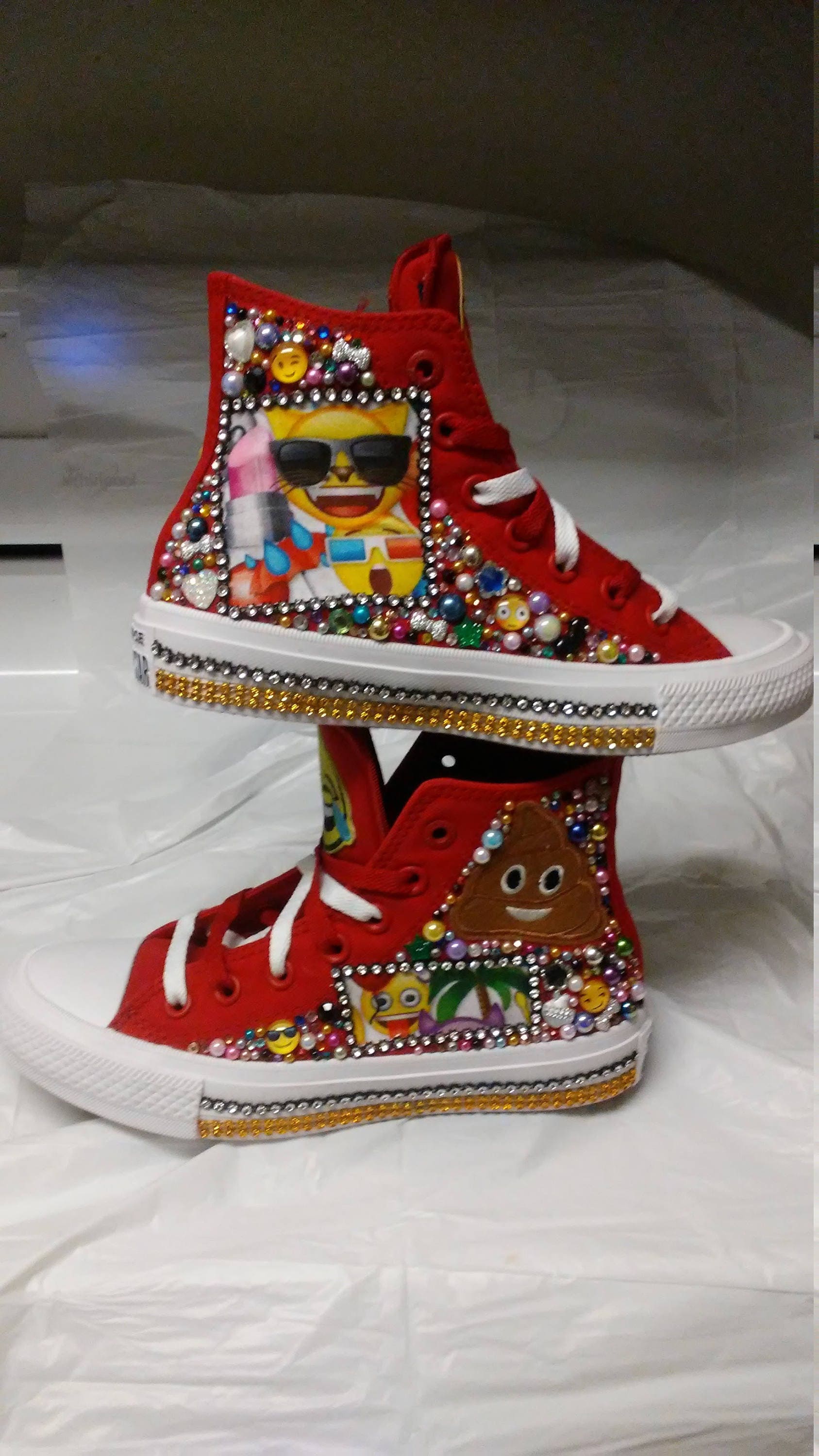 Custom Emoji Converse Shoes Emoji Birthday Bling Hand Etsy