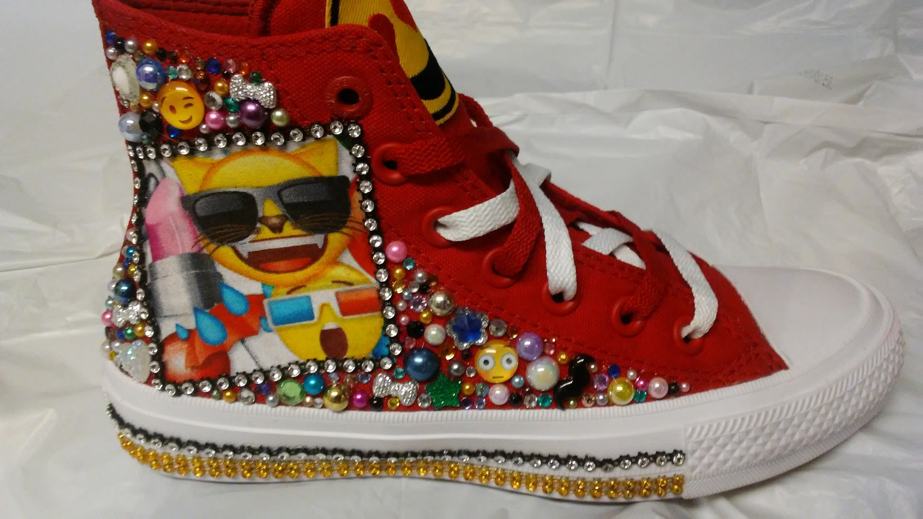 Custom Emoji Converse Shoes Emoji Birthday Bling Hand Etsy