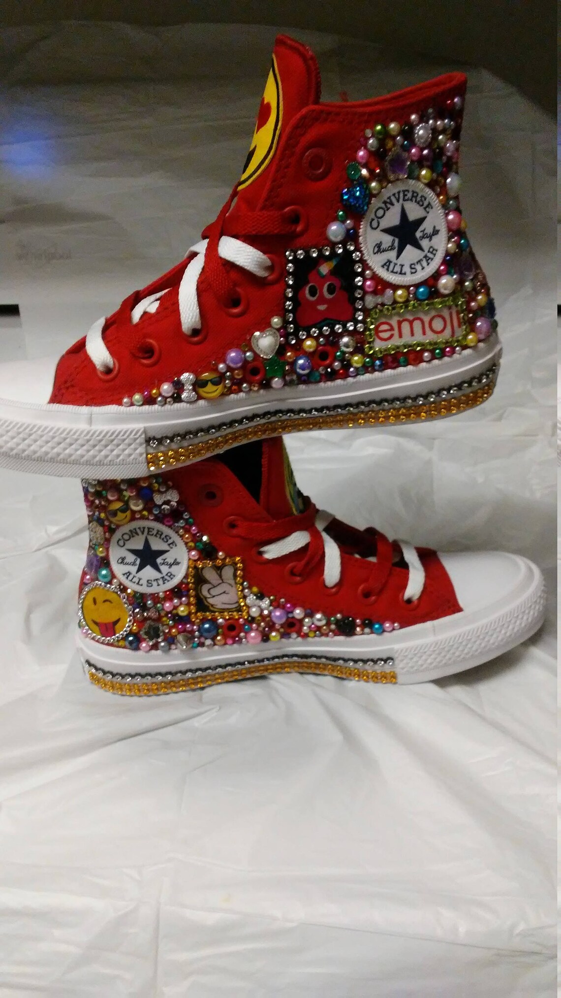 Custom Emoji Converse Shoes Emoji Birthday Bling Hand Etsy