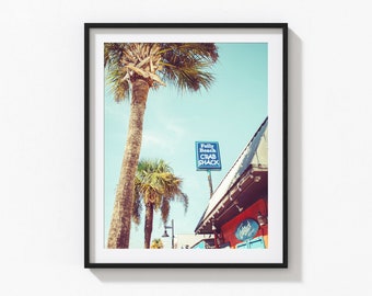 Folly Beach, Crab Shack Sign, Folly Beach Print, Folly Beach Wall Art, Folly Beach Photo Print, Palm Tree Print, Folly Beach SC