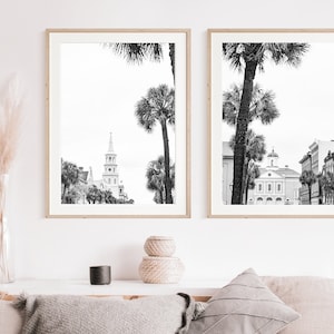 Charleston Photo, Print Set of 2, Coastal Decor, Black & White Art, Fine Art Print, Southern Home, Charleston SC, Charleston Photography