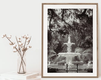 Forsyth Fountain Art Print, Savannah Georgia, Southern Home Decor