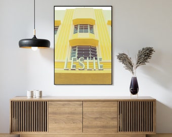 Miami Photography, Leslie Hotel Miami, South Beach Photo Print, Art Deco Wall Art, Yellow Art, South Beach Hotel Print, Art Deco Hotel