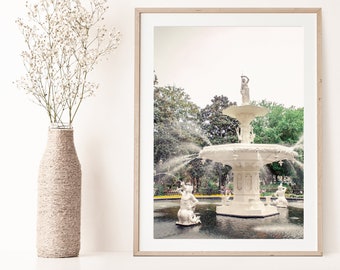 Savannah Forsyth Fountain Photography Print, Georgia Southern Home Decor