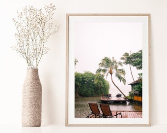 Hawaii Palm Tree Photography Print, Coastal Home Decor