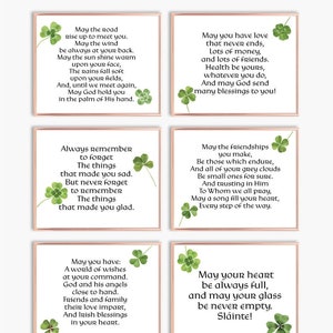 Six bénédictions irlandaises, que la route se lève, que vous puissiez toujours, que votre cœur, que vous ayez..., que les amitiés... se souviennent toujours... impressions