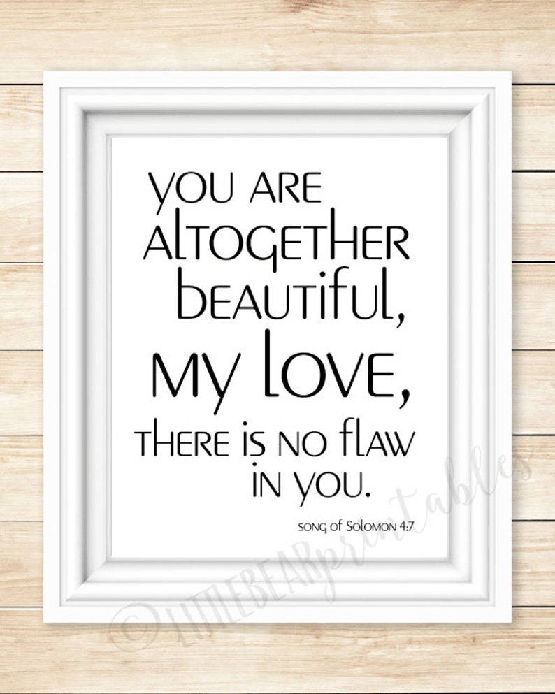 You Are Altogether Beautiful Printable Bible Verse Quote - Etsy