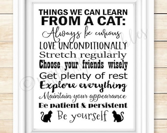 Cat Lover Print: Things We Can Learn From A Cat (Digital Download)