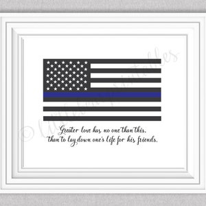 Thin Blue Line Flag Print: Police Officer Gift, Law Enforcement (Digital Download)