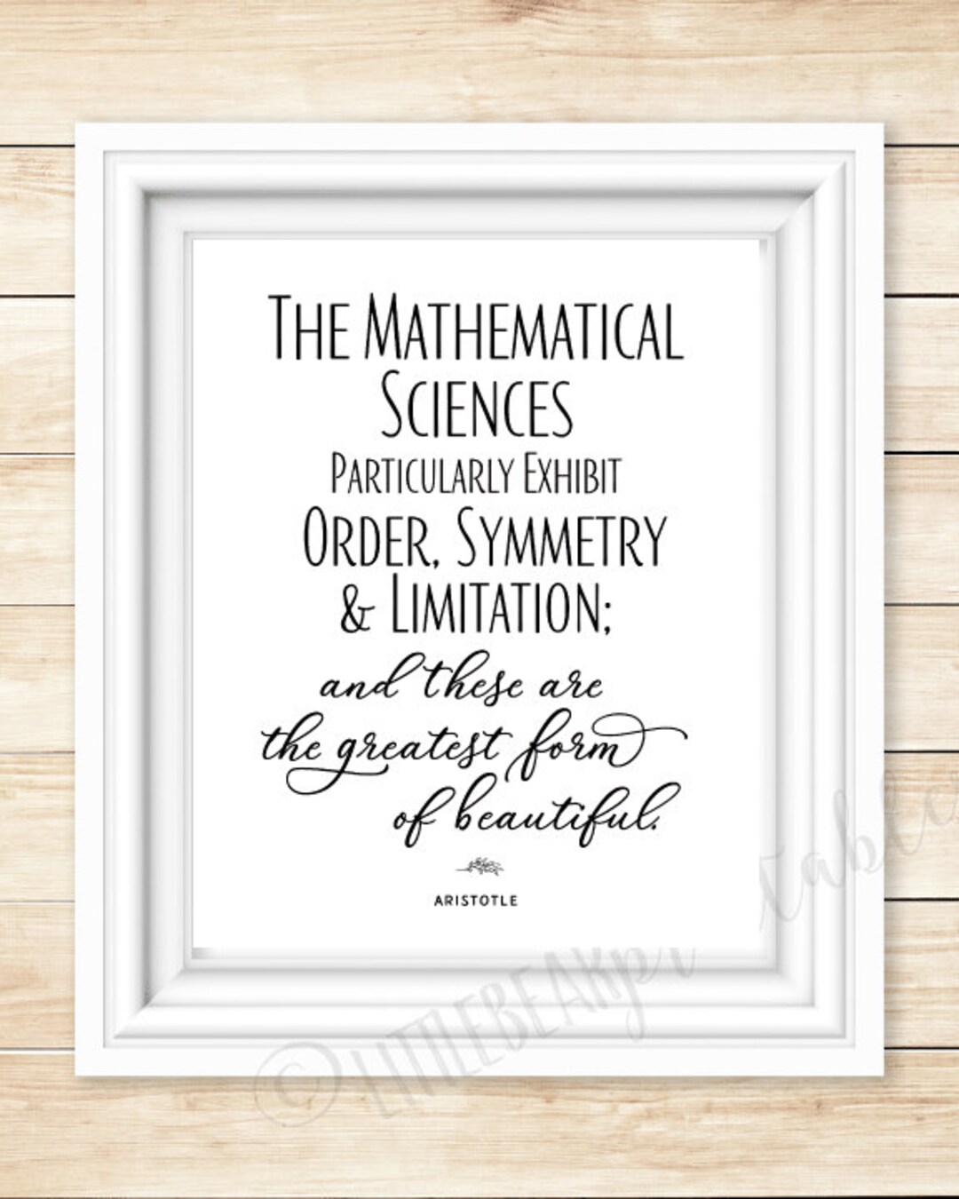 Aristotle Math Quote Print: Order, Symmetry, Limitation (digital ...