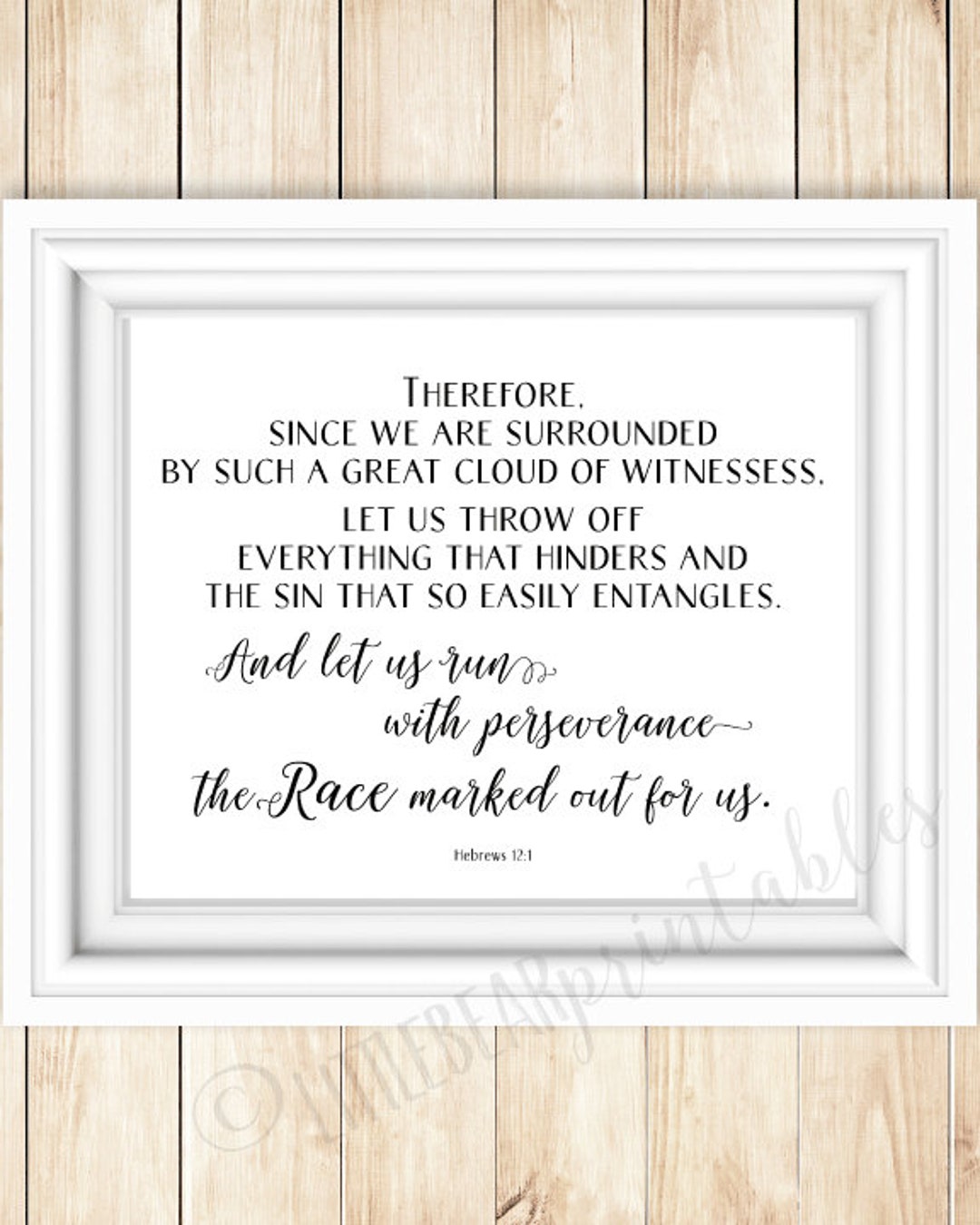 Hebrews 121 Verse Print, Cloud of Witnesses, Encouraging Christian