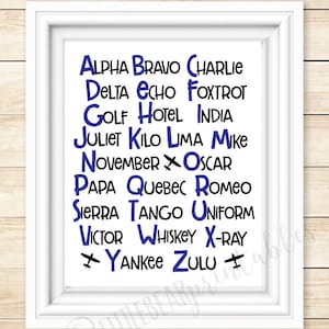 Phonetic Alphabet, Printable Wall Art, Kid's Room Aviation, I Love to ...