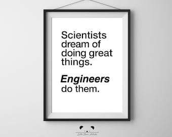 Engineers Do Them Quote Print – Minimalist STEM Office Decor (Digital Download)