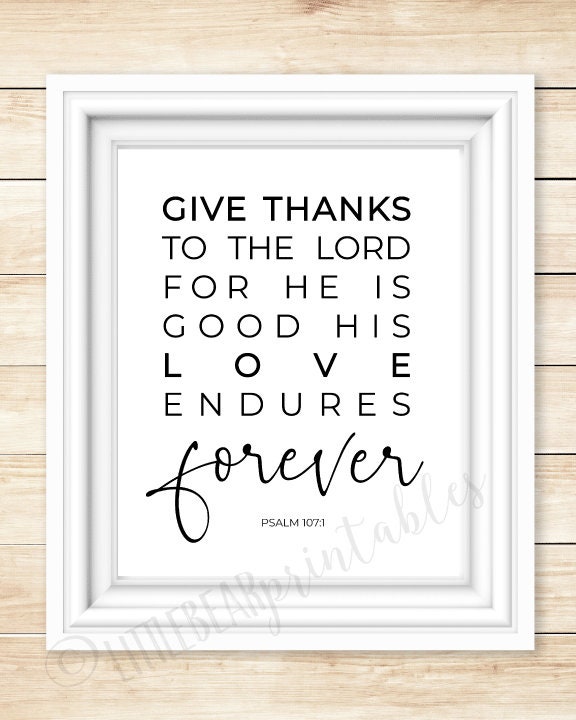 Give Thanks to the Lord, Printable Bible Verse Home Decor, Thanksgiving ...